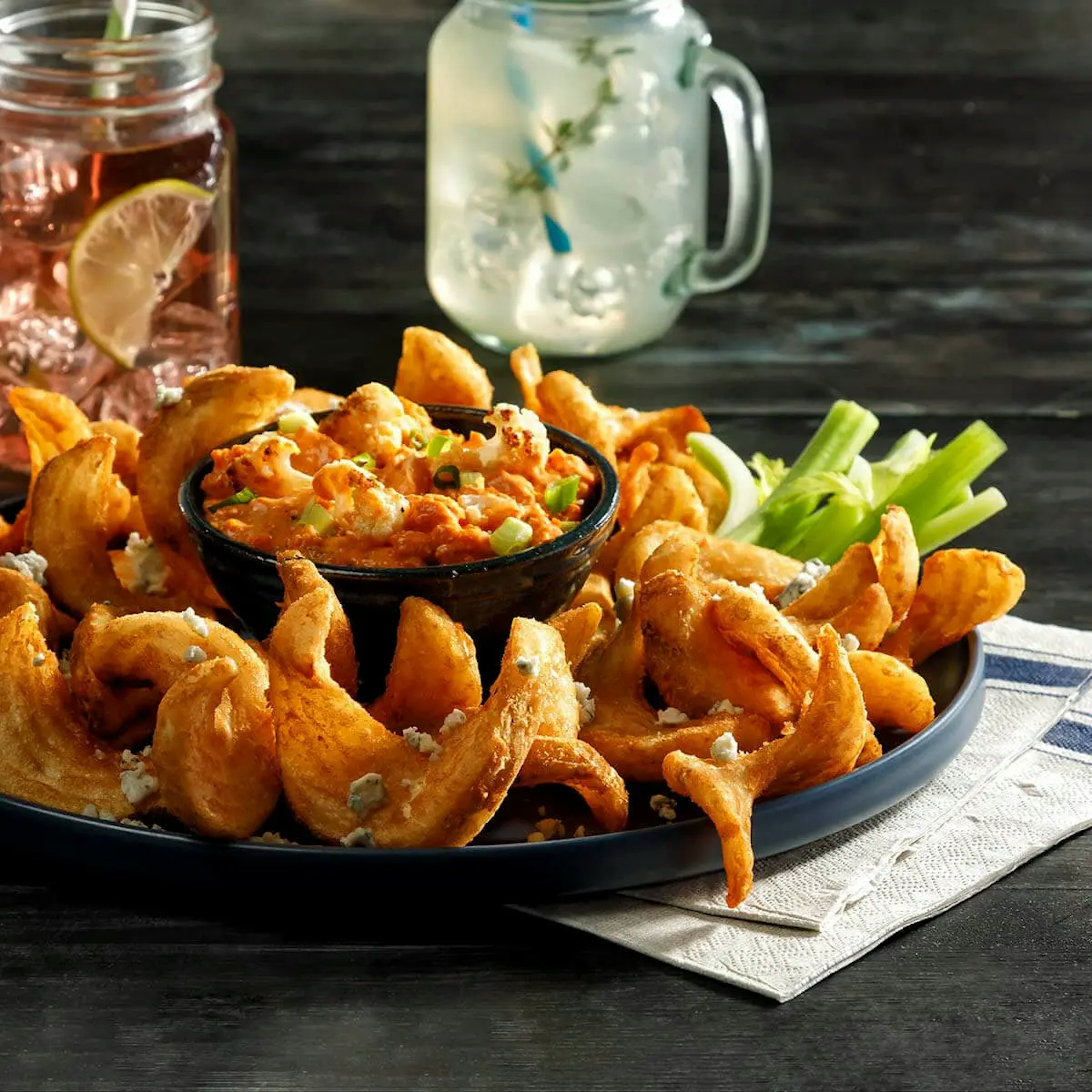 Buffalo Cauliflower Dip and Fries