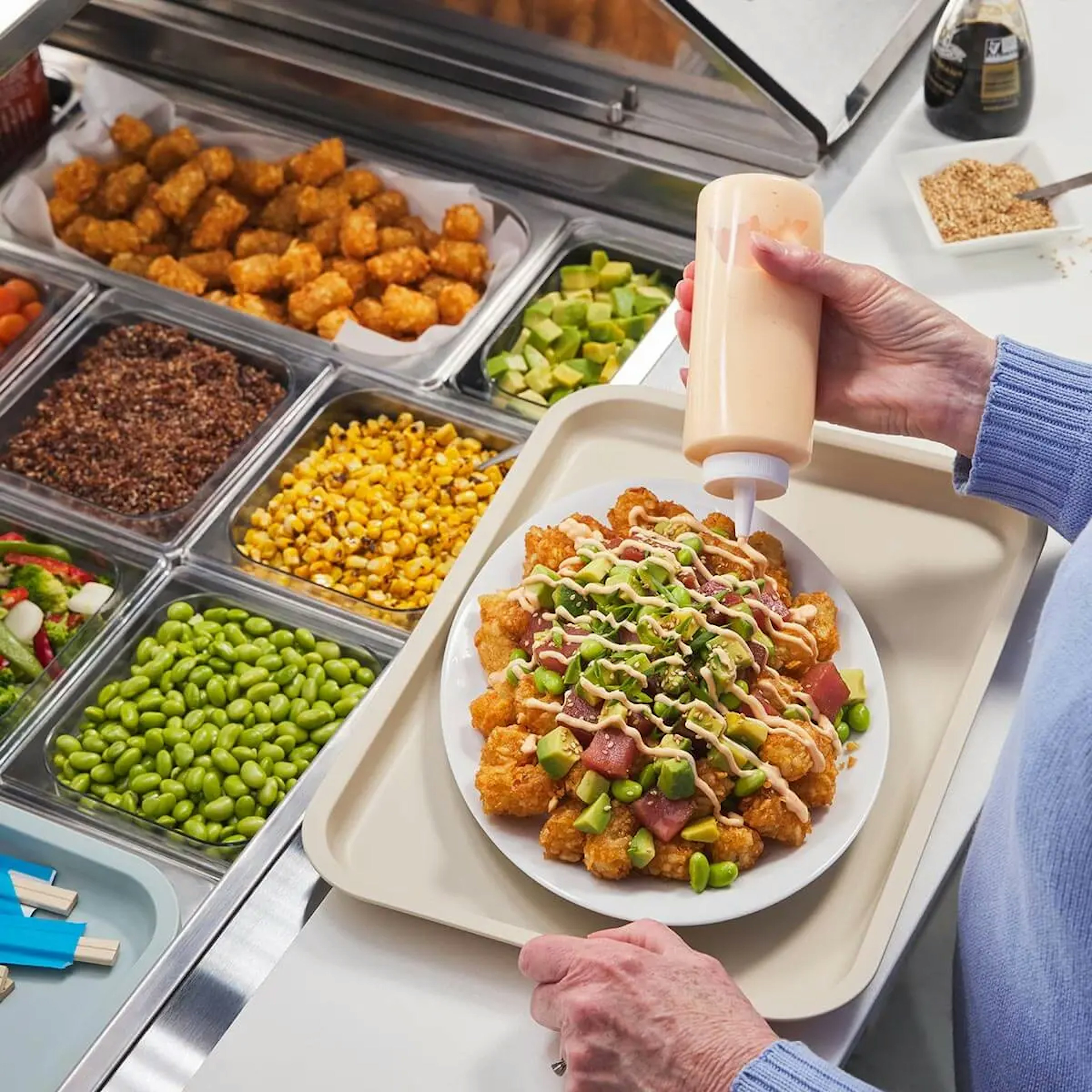 Food Station:  Japanese Loaded Poke Tots for Healthcare