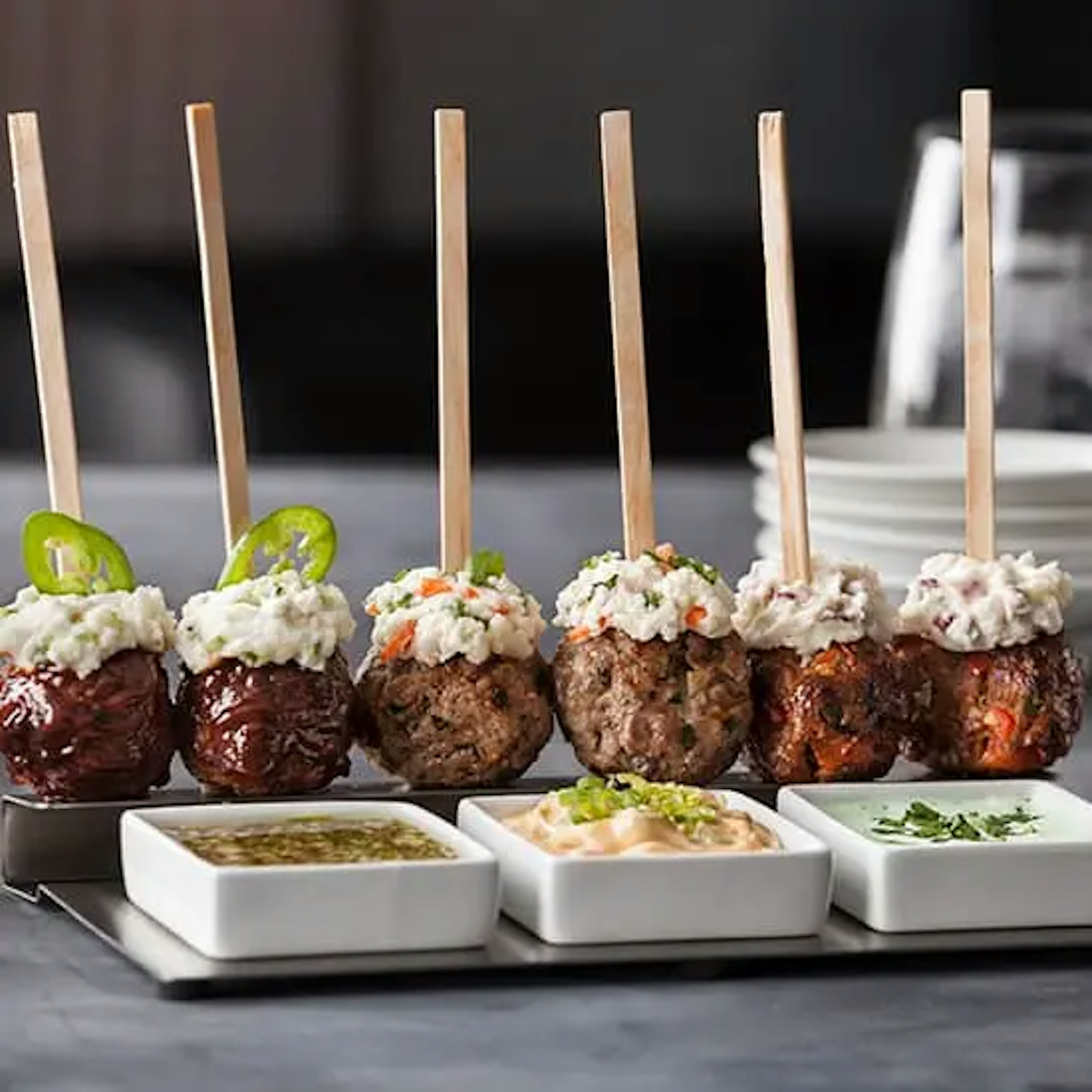 Spicy Chorizo Meatball Potato Pops