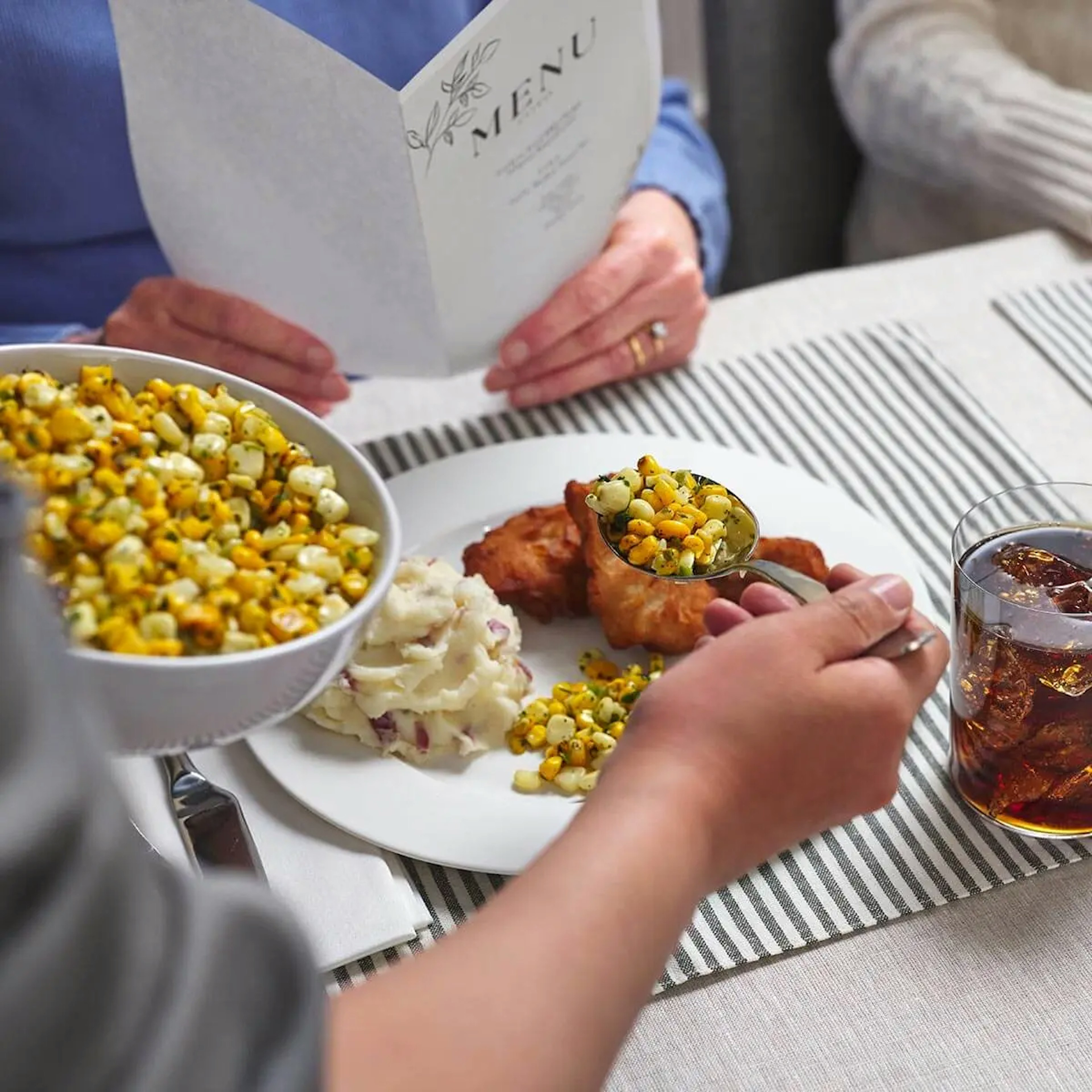 Food Station: Fried Chicken Dinner for Senior Living