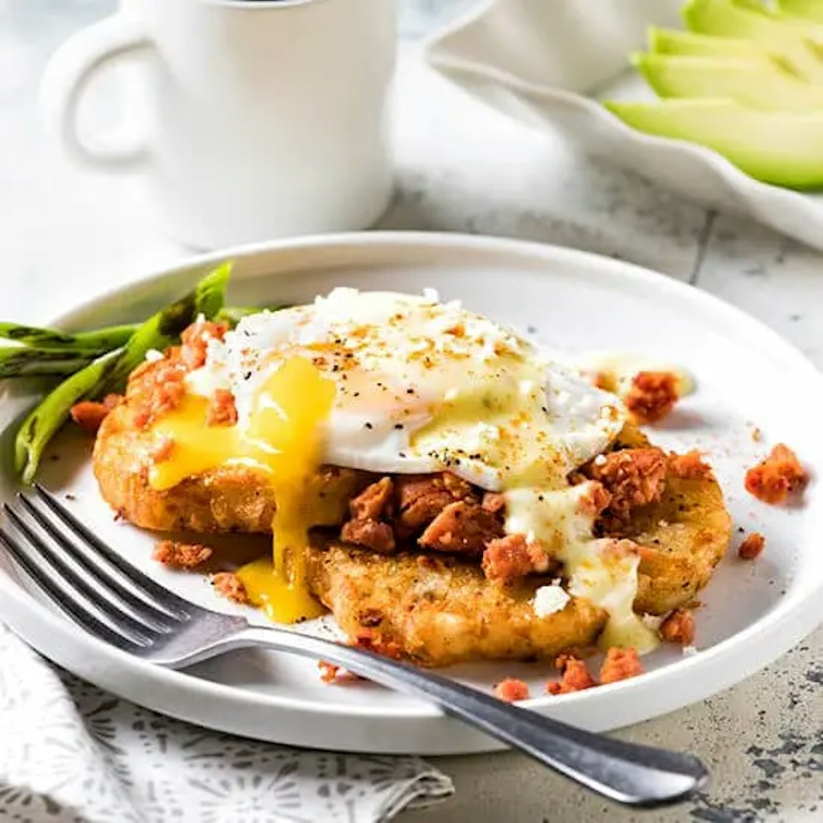 Chorizo Rösti Eggs Benedict Recipe Card