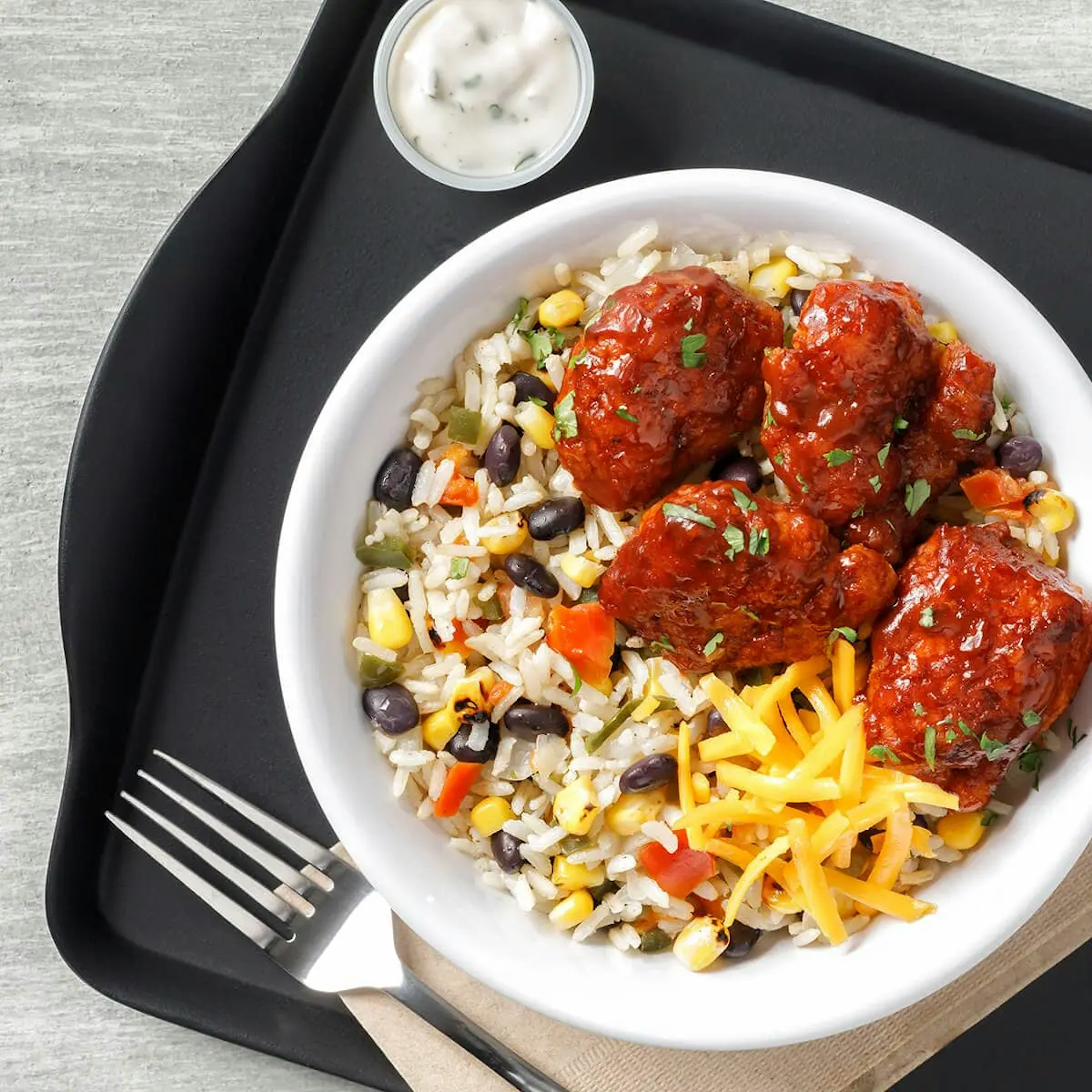 Boneless BBQ Wing Rice Bowl Recipe Card